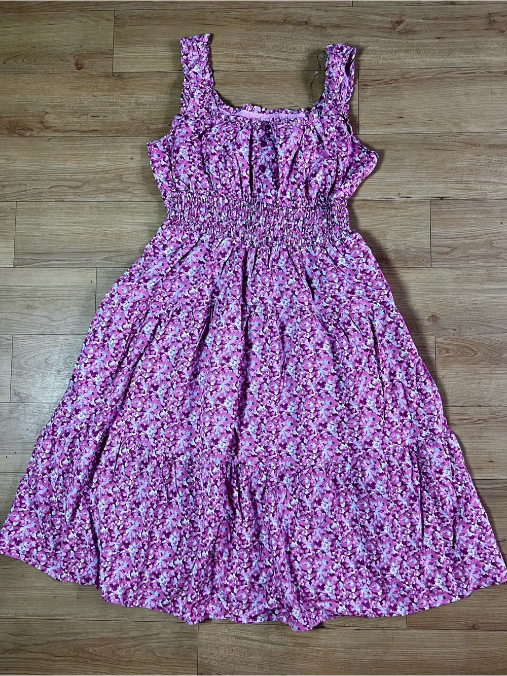 NWOT Universal Thread XXL Pink Floral Smocked Maxi Dress 100% Cotton